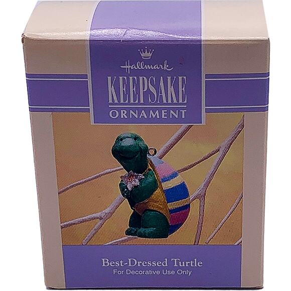 1993 Hallmark Keepsake Easter Collection Best-Dressed Turtle Ornament in Box - Picture 2 of 7